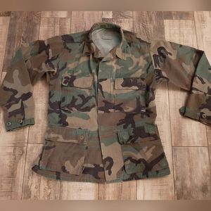 Military Jacket Button Men Small  Camouflage Woodland Surplus Workwear